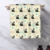 Mid Century Black Atomic Cat with Starbursts Soft Face Towel Quick Dry Pool Bath Cotton Towels Absorbent