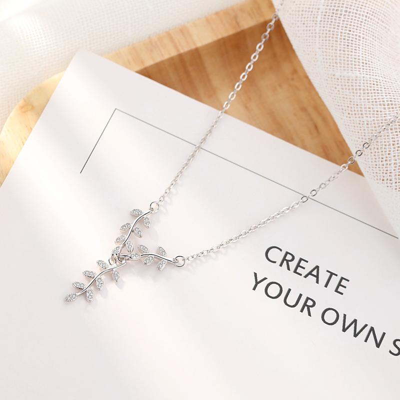 925 Sterling Silver Leaves Necklaces & Pendants for Women Fashion Lady Festival Gift Sterling-silver-jewelry