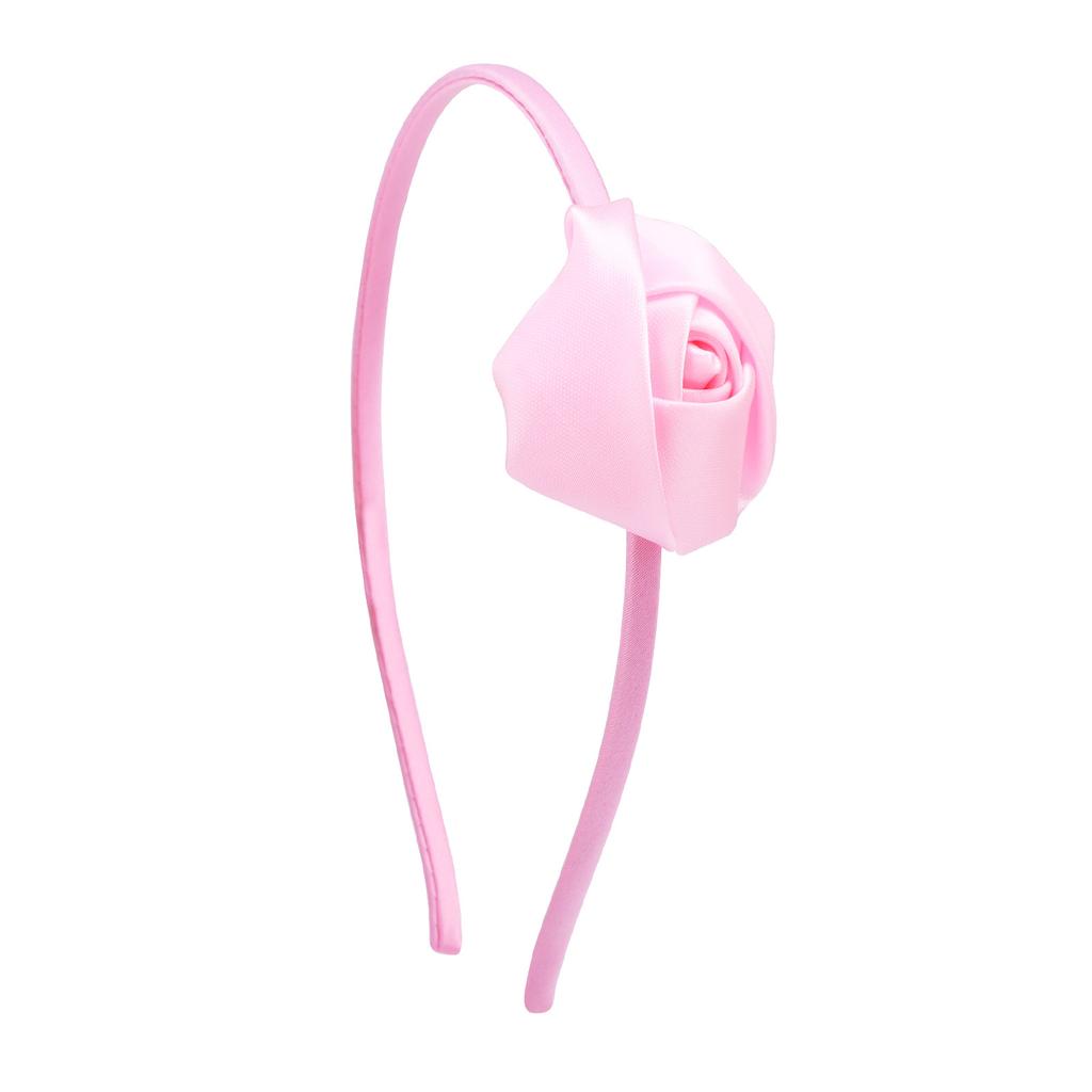 Повязка на голову для девочек с атласным цветком розы, винтажный стиль, аксессуары для волос, головной убор для свадебного костюма, ручная работа