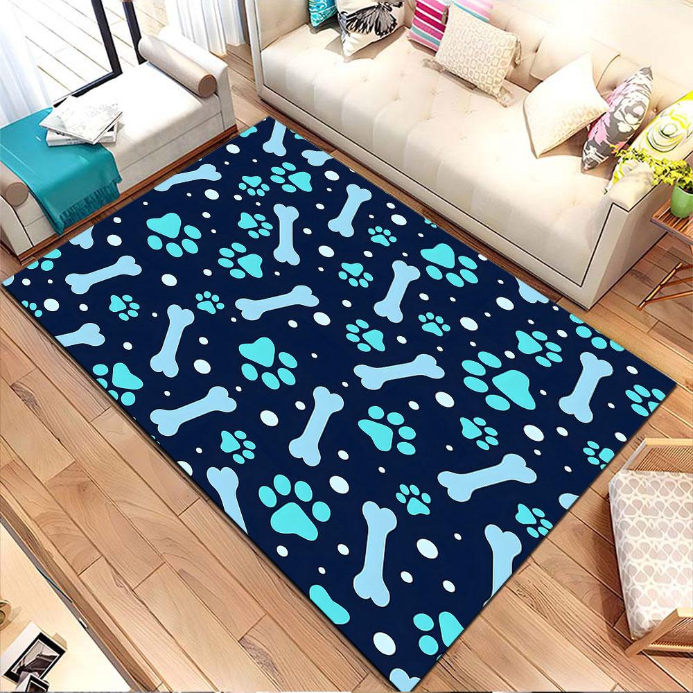 Bones and Paws Pattern Rug Patterned carpet, non slip mat suitable for living room and bedroom sofas