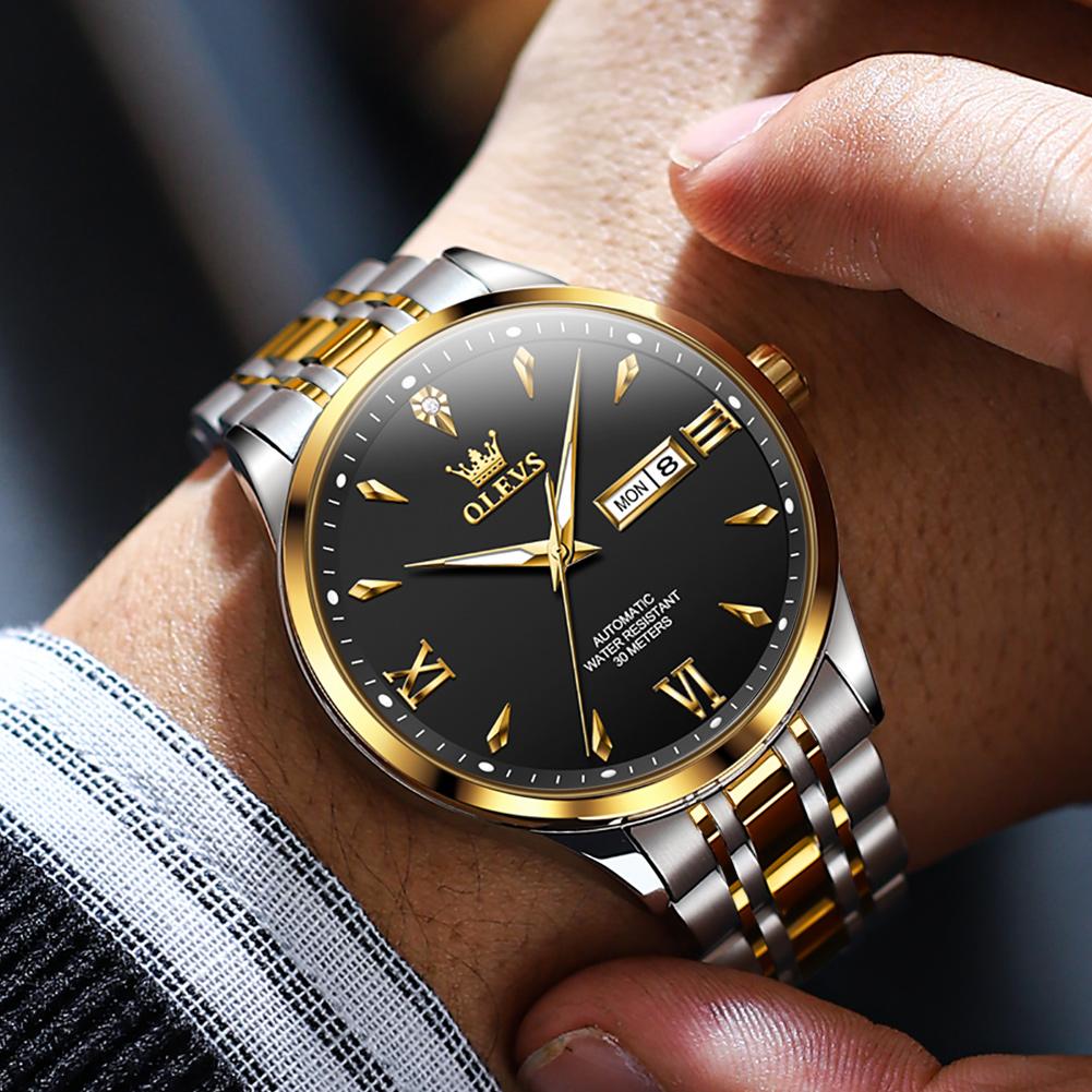 OLEVS New Business Date Automatic Mechanical Watch Luxury Luminous 3ATM Waterproof Watch Men Watches Reloj Hombre