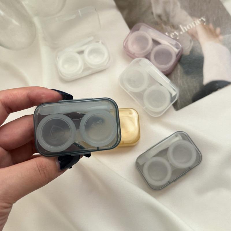 Plastic Contact Lenses Case with Tweezers New Transparent Contact Lens Box Women Travel Colored Contacts Storage Container Box