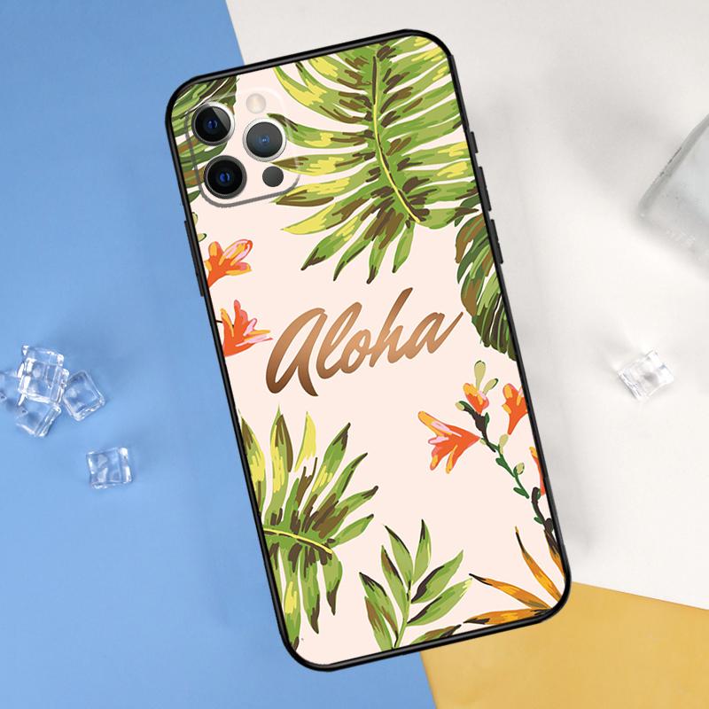Летнее растение Пальма Зеленый лист Алоха Чехол для телефона Для iPhone 16 Pro 15 Pro 11 13 14 Pro Max 12 Mini XR 16 15 Plus 16e Защитный чехол