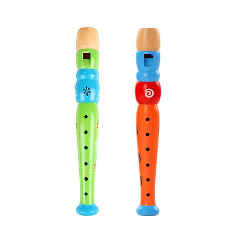 2 шт. 6-дырочная деревянная флейта, красочные детские развивающие музыкальные игрушки, детский музыкальный инструмент, труба, горн, гудок TMZ