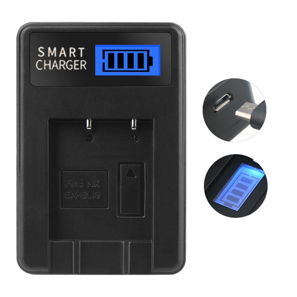 ЖК-дисплей USB Зарядное устройство-замена EN-EL19 для камер Coolpix S100 S2500 S2550 S2600 S2700 S2750 S2800 S3100 S3200 аккумуляторов