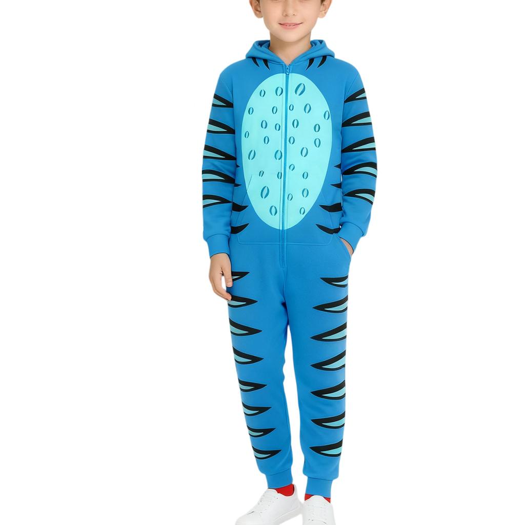 Matching Family Outfits - Striped Print Family Matching Hooded Zip-Up Onesie Loungewear