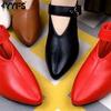 Women Spring Autumn New Fashion High Heels Pumps Soft Leather Sandals Korean Style Thick Heels Pointed Toe Shoes