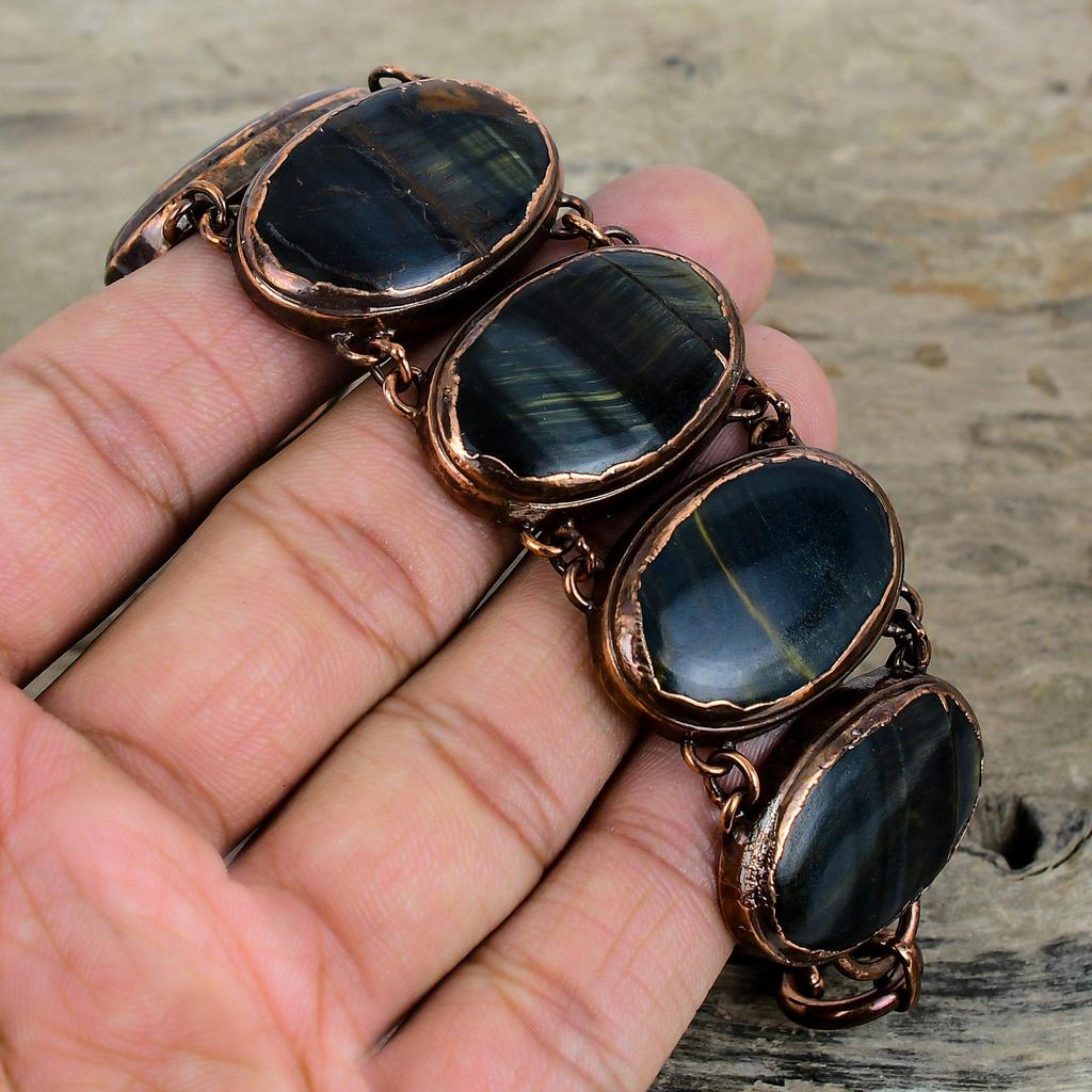 Питерсит Браслет Медный браслет гальванопластики Регулируемый браслет-цепочка Браслет из натуральных камней ручной работы Гальванопластика Ювелирные изделия Подарок на помолвку