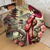 1PC Geisha Blossoms Automatic Folding Umbrella - Compact 8-Rib Design, Durable Plastic & Iron, Lightweight for Outdoor Daily Use, Festive Gift062