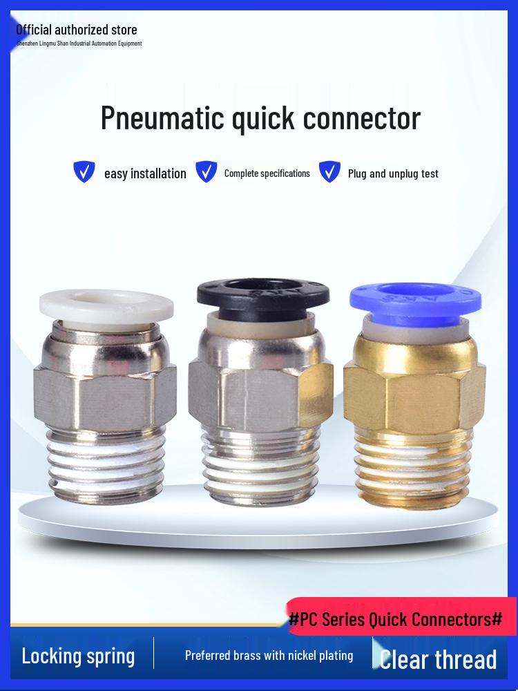 Pneumatic Air Hose Quick Connect Plug PC08-02/10-03/6-01 Solenoid Valve Cylinder Connector