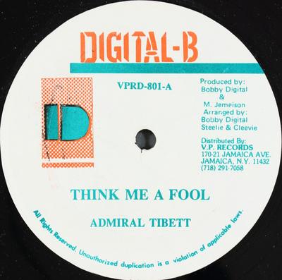 12-дюймовая пластинка ADMIRAL TIBET - Think Me A Fool VPRD801 Цифровой-B Американский Регги, Ска и Даб Б/У
