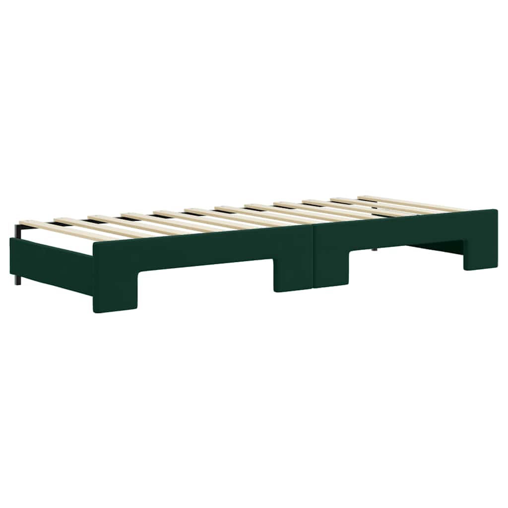 Extendable Daybed with Mattresses Dark Green 80 x 200 cm Velvet
