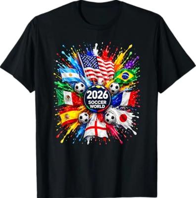 2026 Футбольный мяч Спорт Все флаги Футбольный фанат Мужская Женская Футболка