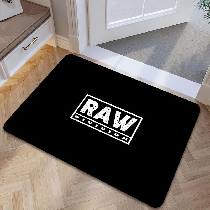A RAW Logo Decorative Print Pattern Doormat, Sponge Thickness 1.19 cm - Mat Weight 600 Grams Per Square Meter, Polyester Non-Slip Doormat, Machine Was