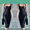 Модное женское мини-платье bodycon без рукавов с бандажом из ПУ-кожи для клуба и вечеринок