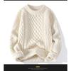 Men Red Thick Twisted Knit Sweater Casual Long Sleeve Warm Pullover Outerwear