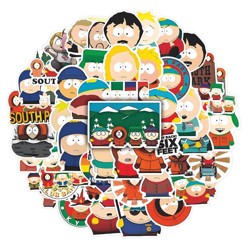55 шт. наклеек South Park для детей | Мультяшные декали Водонепроницаемые для ноутбука, скейтборда, автомобиля, бутылки для воды Милый мультяшный стикер Подарочный набор