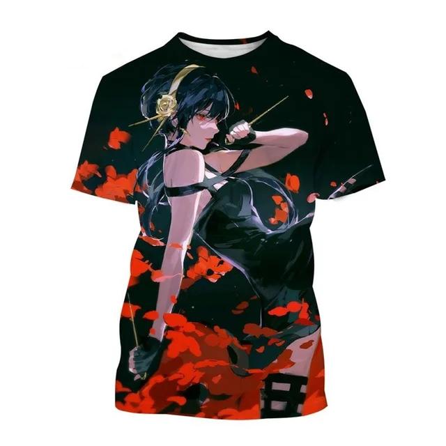 2024 Лето Новая японская аниме-шпионская X3D принтованная мужская футболка большого размера Свободный Удобный дышащий Быстросохнущий Топ 6xl