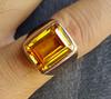 Mens Citrine Ring, Signet Gemstone Ring, 925 Solid Sterling Silver, Copper Ring, Yellow Citrine Heavy Ring, Gift for Partner