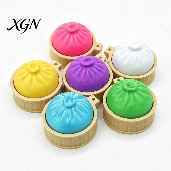 Portable Anxiety Reducer 3D Printed Dumpling Fidget Toy Decompression Steamed Bun with Ball Travel-friendly Keychain Chain Home Office