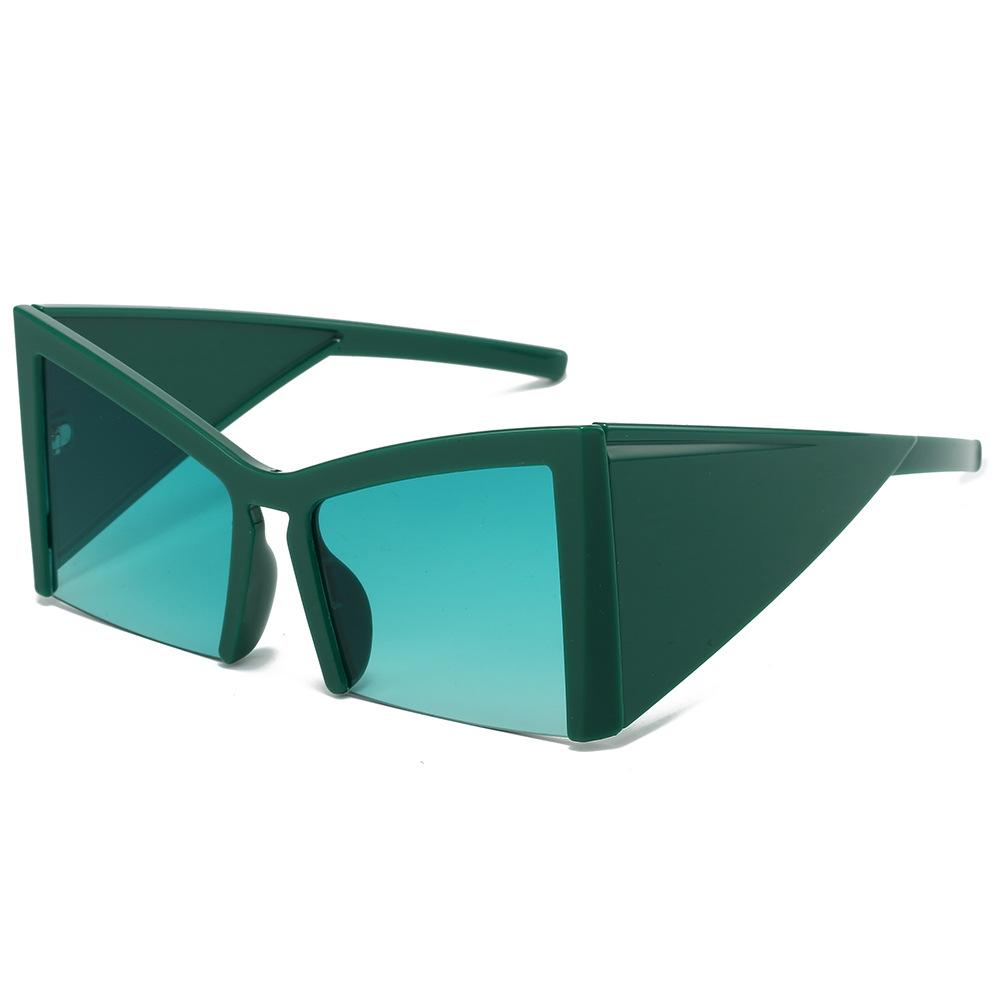 2024 Summer Cool Sunglasses Brand Luxury Women Custom Logo Gradient Flat Large Square Oversize Y2k Half Frame Sunglasses