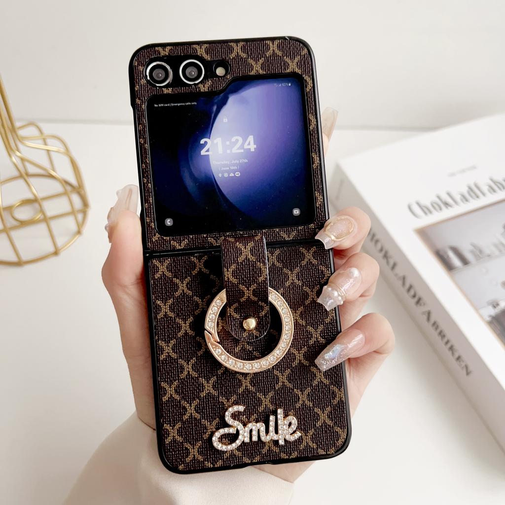 Модный милый чехол для телефона с ремешком на запястье в виде улыбки для Samsung Galaxy Z Flip 5 4 3 Z Flip3 zflip4 5G, чехлы из искусственной кожи