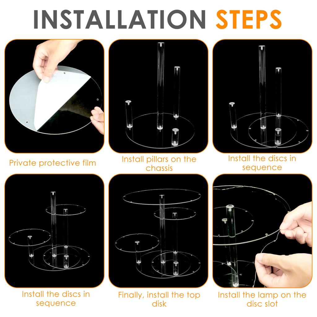 4-х уровневая акриловая подставка для торта, поднос для десерта, кекса, держатель для светящейся витрины, украшение для дня рождения, большой емкости, сейф