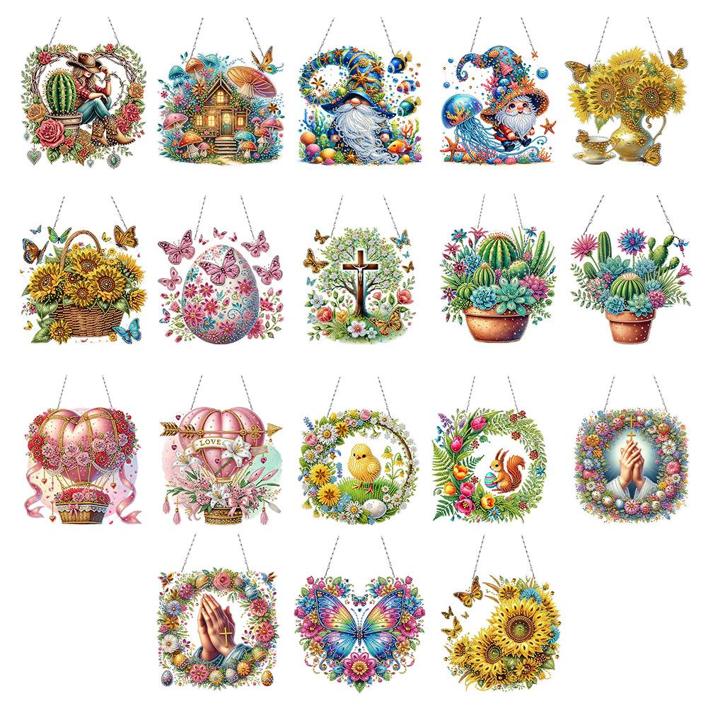 Diamond Painting Ornaments Acrylic Special Shape Mushroom Hut Rhinestone Diamond Art Pendants Diamond Painting Hanging Pendant