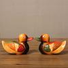 1 Pair Mandarin Ducks Wooden Decoration Feng Shui Vintage Crafts Display Ornament Home Decor Holiday Gift Dropshipping