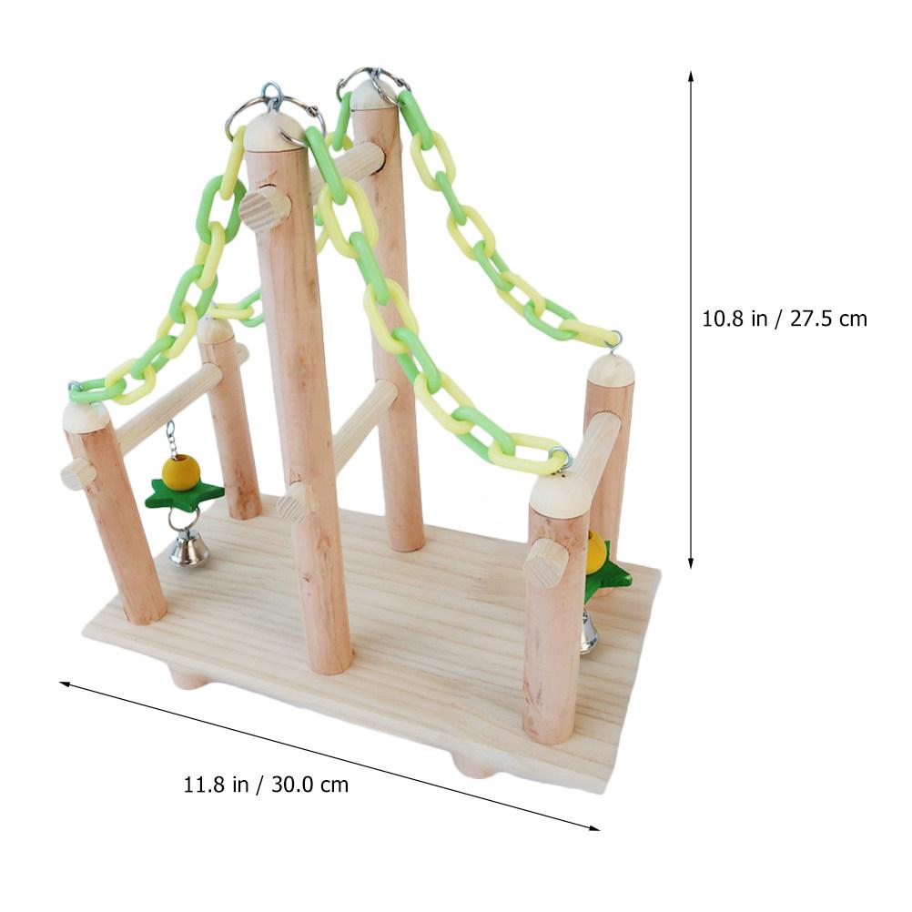 1Set Parrot Eco Wooden Standing Rack for Cockatiels Parakeets Physical Activity Playground
