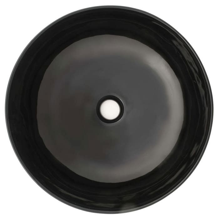 VidaXL Round Ceramic Black Washbasin 41.5 X 13.5 Cm