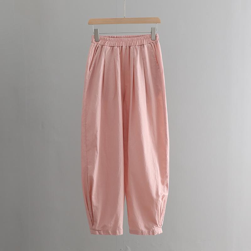 Женские свободные повседневные брюки из хлопка и льна на весну и лето, художественные хлопковые брюки-фонарики для женщин