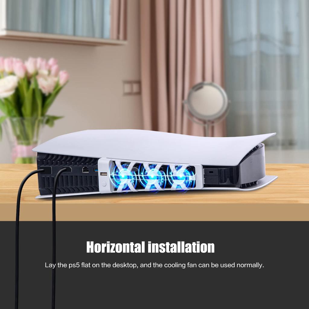 PS5 Cooling Fan Quiet USB External Cooler for Older PS5s Fan for Powerful and LED Light Ideal for Summer Heat Control and Long Gaming Hours as an