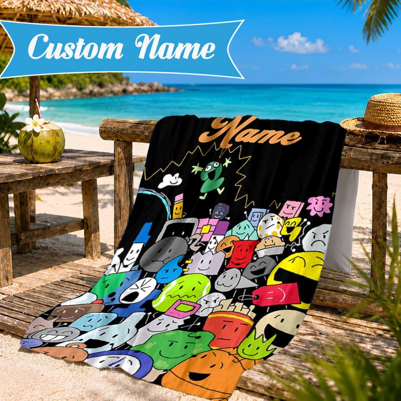 Custom Name Cartoon Dream Island Beach Towel Microfiber Beach Towel, Lightweight and Quick-Dry, for Summer Travel, Swimming Pool Gift