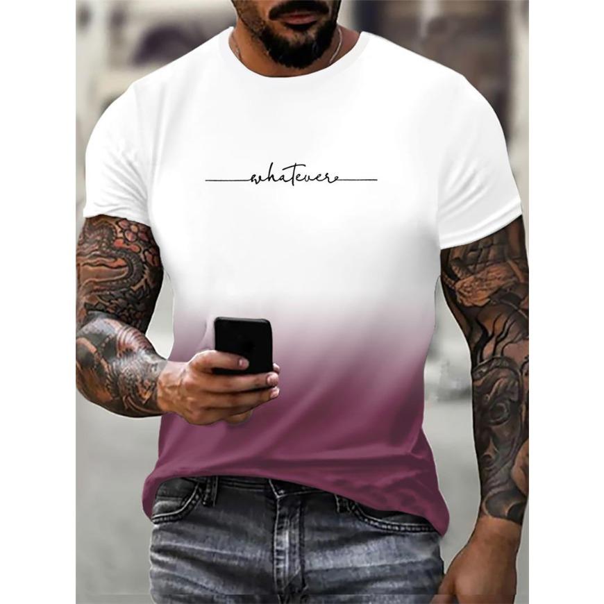 3D Printed Originality T-Shirt for Men Letters Printing Contrast Color Pattern T Shirts Summer Casual Short Sleeves Round Neck Tops Sport Loose Tee