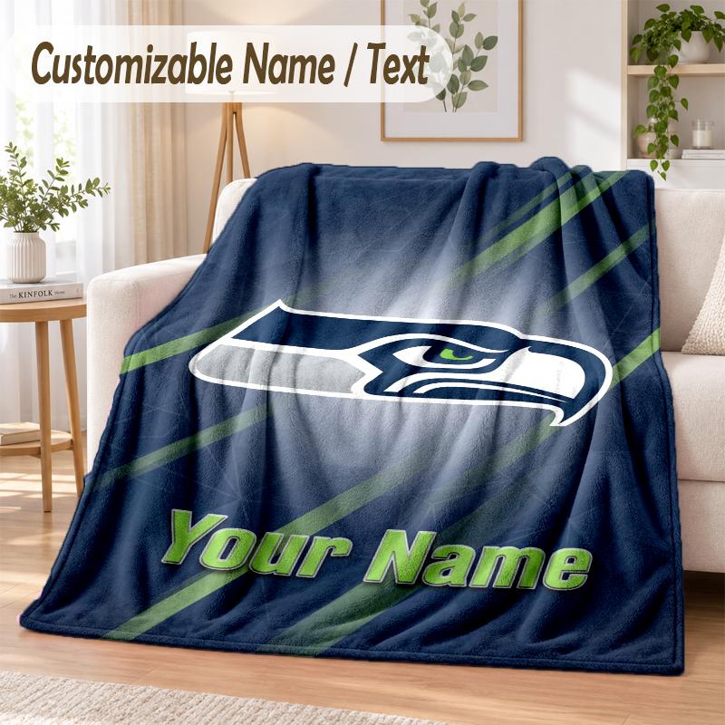 Фланелевое одеяло с индивидуальным текстом Принт Seattle Seahawks Теплое уютное одеяло для дома дивана кровати