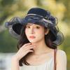 1Pcs Elegant Summer Women's Sun Hat Breathable Organdy Material Foldable Design Top Flower Organza Mountaineering Hat