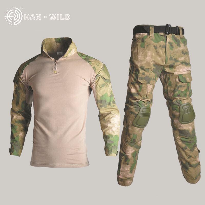 Tactical Gear Camouflage Tactical Military Uniform Clothing Sets Paintball US Army Combat Shirt + Cargo Pants with Elbow & Knee Pads