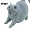 Гладкая Поверхность Статуэтка Кошки 3D Печатная Зевающая Статуэтка, Милая Спящая Фигурка для Украшения Полки Спальни, Современный Минималистичный Декор для Дома Подарок Любителям Свет