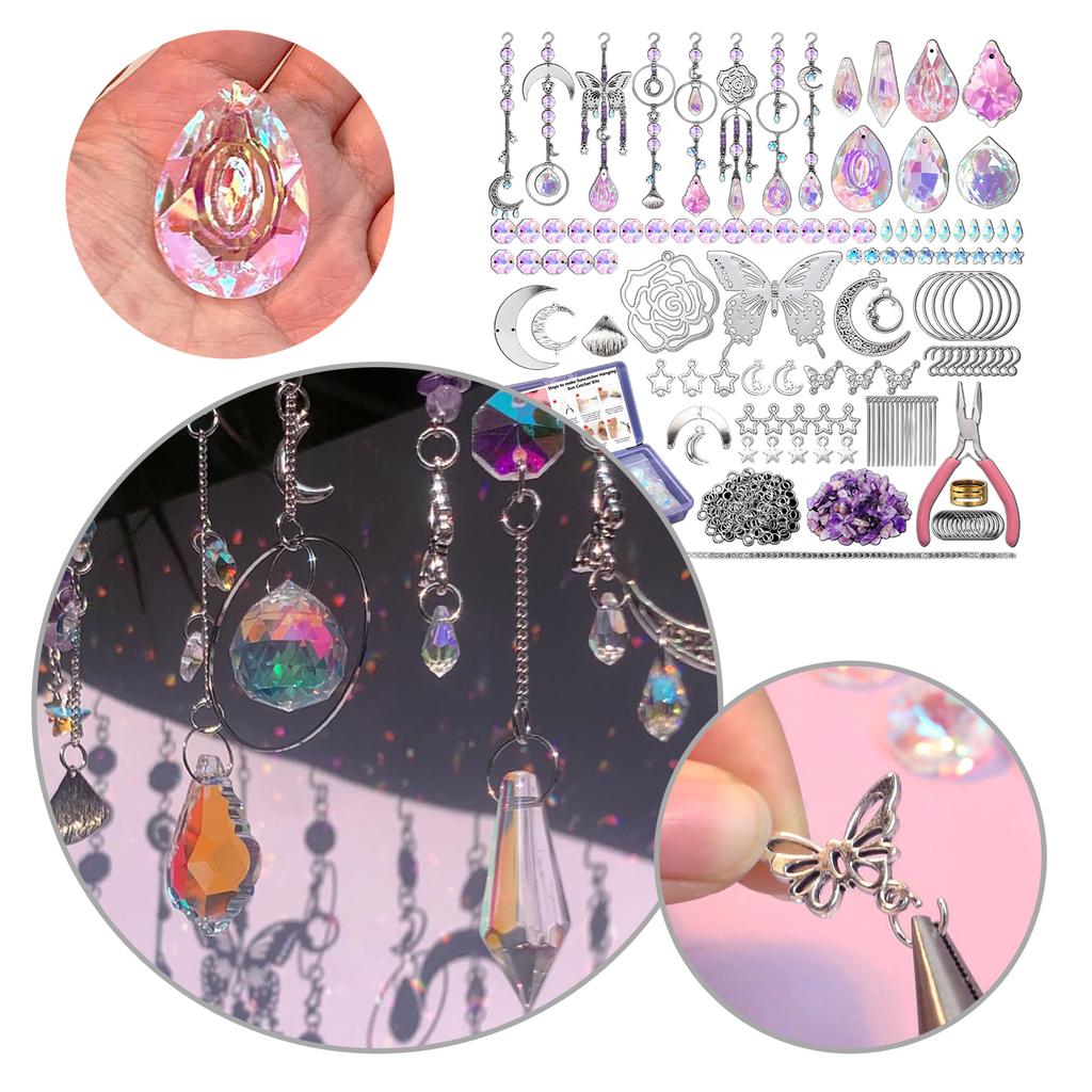 Упаковка из 200 штук Набор для творчества «Ловцы солнца» Набор для творчества «Ловцы солнца» с крючками, подвеска из кристаллов, ловцы солнца для садового окна