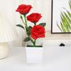 3 Head Artificial Rose Flower Bonsai Fake Plants Plastic Potted Plant Home Desktop Artificial Decor Living Room Ornament