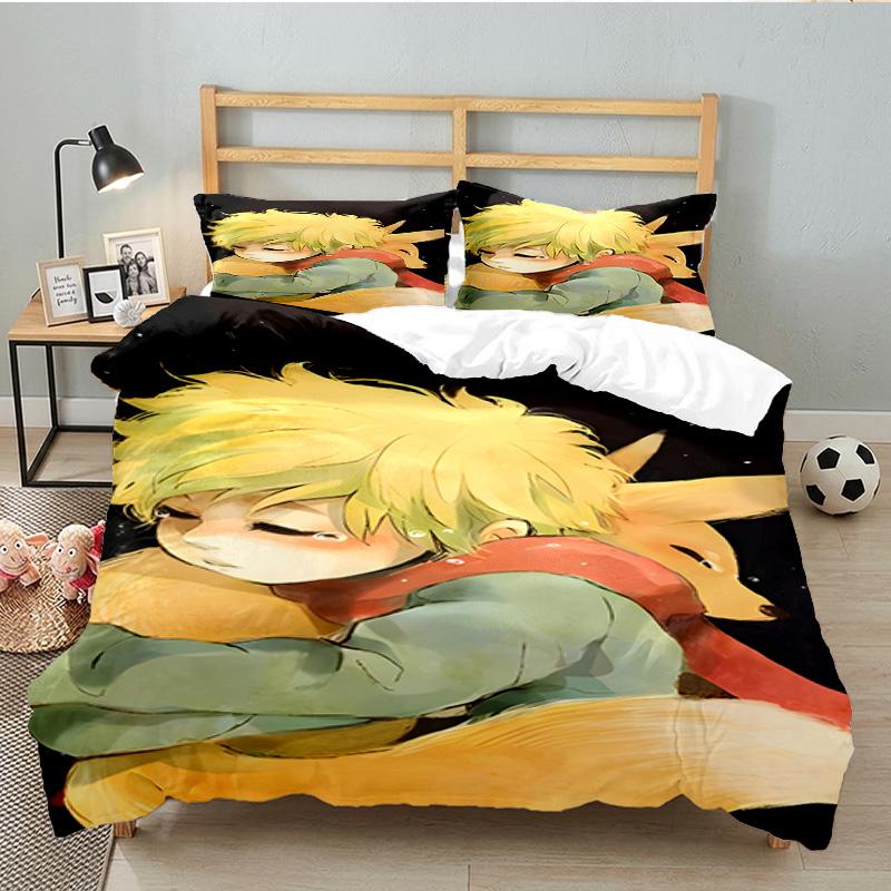 3PCS Little Prince Bedding Set Printed Duvet Cover Closure Includes 1 Duvet Cover & 2 Pillowcases for All Seasons Bedroom Decor