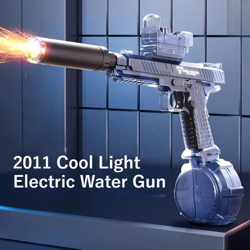Electric Water Gun Cool Light Full Automatic Water Spray Pistol Summer Outdoor Sports Toy Pool Water Gun Children Gifts