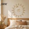 Decorative Wall Paper for Home Bohemian Sun & Moon Stickers, Retro Ethnic Waterproof PVC Decals, Artistic Easy to Apply Decals Art Decor, Peel