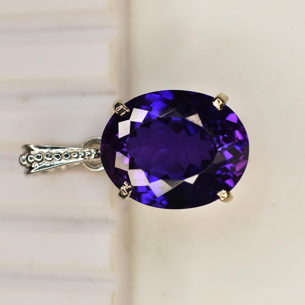 Natural Purple Sapphire 26.2 Ct 925 Sterling Silver Oval CERTIFIED Gems Pendant AI-14-NS