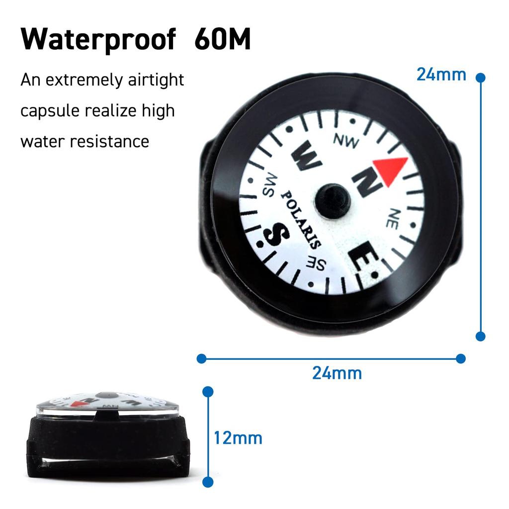 POLARIS Micro Compass for Watch Straps, Direction Magnet, Waterproof 60m,