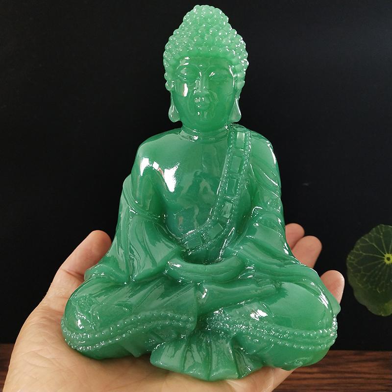 Статуэтка Будды с ожерельем-украшением Счастливый Фэн-шуй Медитация Скульптура Будды Искусственный Нефритовый Камень Украшение для дома и офиса Подарок