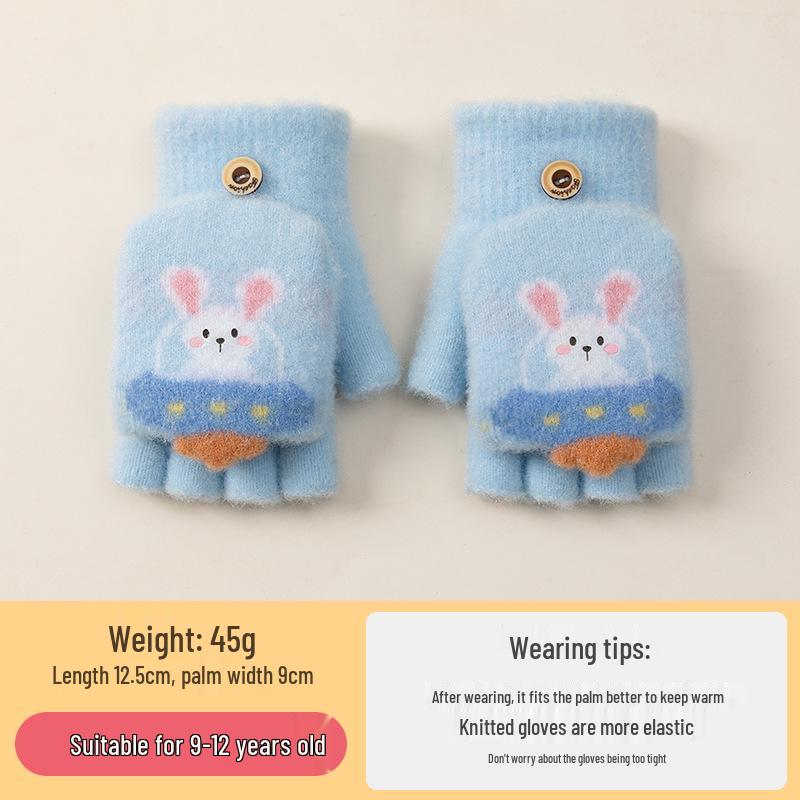 Cozy Cartoon Crocodile Flip-Top Kids' Gloves