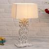 Sculptural Hand Carved Wood Table Lamp with Beige Square Shade (Whitewash, Beigei)