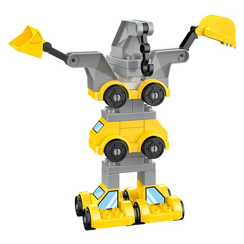 Игрушка-конструктор с деформацией крупных частиц, сборка-головоломка для инженерной машины «четыре в одном», подходит для мальчиков и девочек